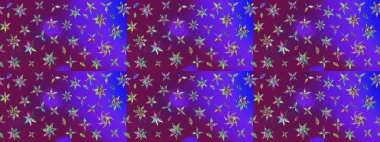 El çizimi çiçekli soyut çizim kalıbı. Raster illüstrasyonu. Mor ve mor renkte çiçekler.