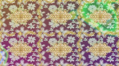 Raster altın tekstil baskısı. İslam tasarımı. Altın elementlerle nötr renklerde altın desen. Çiçek kiremitleri. Çizim desenli oryantal süs.