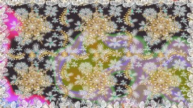 Raster altın pürüzsüz desen. Düz elle çizilmiş klasik koleksiyon. Gri renkli ve altın elementli altın desenli. Arkaplan, kumaş, altın duvar kağıdı.