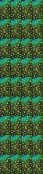 Çiçek desenli çizim. Raster illüstrasyonu. Yeşil ve gri renkli Asyalı tekstil.