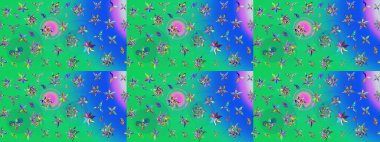 Çiçekli çiçek deseni, suluboya. Küçük çiçekte güzel bir çiçek deseni var. Raster deseni.