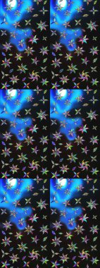 Çiçek arkaplan. Renkli çizim kalıbı. Çiçek duvar kâğıdı. Gri ve mavi renkli şirin tekstil tarzında. Raster illüstrasyonu.