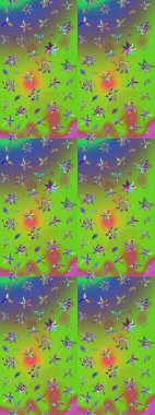 Güzel kumaş deseni. Renkli Bahar Teması eskiz kalıbı. Raster illüstrasyonundaki çiçek desenli çizim. Düz Çiçek Elementleri Tasarımı.