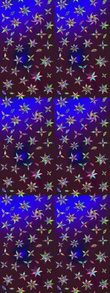 Moda baskıları için zarif bir şablon. Modern çiçek arkaplanı. Parlak renkli çiçekleri ve kahverengi ve mavi renkli yaprakları olan harika bir çiçek deseni. Halk stili.