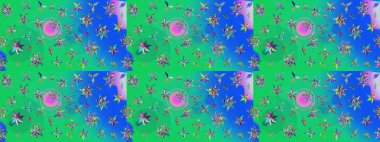 Raster illüstrasyonu. Renkli Bahar Teması eskiz kalıbı. Düz Çiçek Elementleri Tasarımı. Karalama çiçeği. Zentangle soyut çiçekleri. Şirin kumaş deseni.