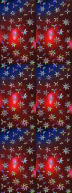 Düz Çiçek Elementleri Tasarımı. Sevimli çiçek raster deseni. Kahverengi ve kırmızı renkte çiçekler. Renkli Bahar Teması çizim şablonu.