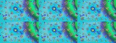 Raster illüstrasyonu. Küçük çaplı çiçeklerdeki basit şirin desenler. Tekstil veya kitap kapakları, imalat, duvar kağıtları, baskı, hediye paketi ve yapıştırma kitabı için çiçek eskiz geçmişi.