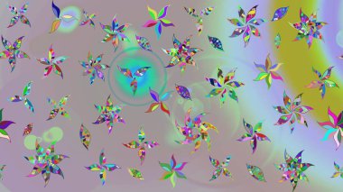 Raster Çiçek İllüstrasyonu 'nun şirin tekstili. Tarafsız ve gri renkte etnik çiçeklerle süslenmiş zarif bir eskiz..