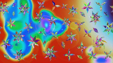 Elle çizilmiş. Doodle çiçekler ve dalları, otlar ve çiçekler. Güzel kumaş deseni. Raster illüstrasyon.