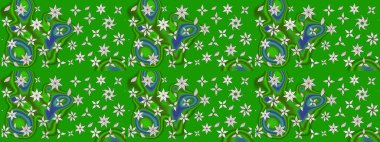 Raster deseni. Çiçekli çiçek deseni, suluboya. Süslü kumaş deseni.