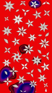 Raster illüstrasyonu. Küçük çiçekli basit bir çiçek çizimi. Moda baskısı, albüm, ambalaj kağıdı ve duvar kağıdı için zarif dekoratif süslemeler. Kırmızı ve nötr renklerde şirin çiçekler.