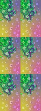 Yumuşak, bahar çiçekli arka plan. Çiçekli karalama şeklinde Raster çiçek deseni. Yeşil ve nötr renkte çiçekler.