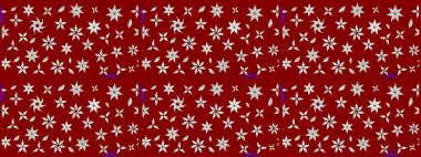 Kırmızı ve nötr renklerde yapraklar ve parlak renkli çiçeklerle muhteşem bir çiçek deseni. Modern çiçek arkaplanı. Halk tarzı. Moda baskıları için zarif bir şablon.