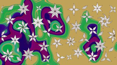 Raster. Sarı ve yeşil renkli güzel çiçekli çizim deseni, suluboya çiçek deseni, duvar kağıdı, kart veya kumaş için fayanslı..