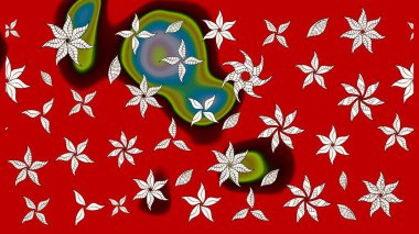 Kırmızı ve nötr renklerde manzaralı çiçek deseni. Çiçek kompozisyonu, el boyası, hassas şablon. Sevgililer günü ve tebrik kartı konsepti için şık bir davetiye. Üst görünüm, yumuşak biçim.