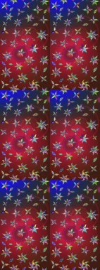 Kibar, bahar çiçekleri kırmızı ve kahverengi renklerde. Raster illüstrasyonu. Raster çiçek desenli ve çiçekli..