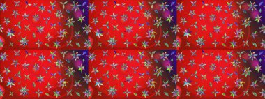 Çiçek tasarımı için inanılmaz bir kolaj cenneti tarzı. Çiçekli zambakların eskiz geçmişi. Parlak çiçekli kolaj çiçekleri kırmızı ve kahverengi.