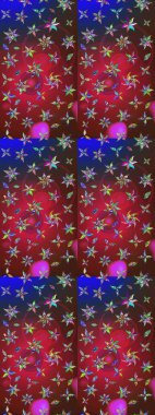 Modern çiçek arkaplanı. Parlak renkli çiçekleri olan ve kırmızı ve kahverengi renkte yaprakları olan harika bir çiçek deseni. Moda baskıları için zarif bir şablon. Halk stili.