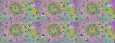 Güzel kumaş deseni. Raster suluboya çiçek deseni, narin çiçekler, nötr ve yeşil çiçekler, tebrik kartı şablonu.