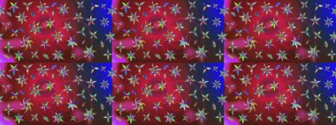 El çizimi. Raster illüstrasyonu. Güzel kumaş deseni. Çiçekler, dallar, otlar ve çiçekler.