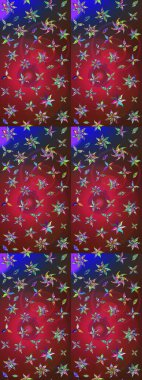 Renkli Bahar Teması eskiz kalıbı. Güzel kumaş deseni. Düz Çiçek Elementleri Tasarımı. Raster illüstrasyonunda çiçek deseni çizimi.