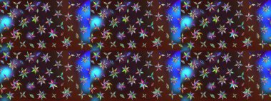 Kahverengi ve mavi renklerde güzel bir tekstil. Suluboya çiçekli çiçek deseni. Raster illüstrasyonu.