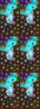 Süslü kumaş deseni. Çiçekli çiçek deseni, suluboya. Raster deseni.