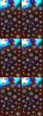 Kahverengi ve mavi renkli çiçekler. Raster düz çiçek çizim deseni. Tasarım hediye paketi, tebrik kartları, posterler ve afiş tasarımı.