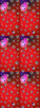 Renkli Bahar Teması eskiz kalıbı. Kırmızı ve mor renkte çiçekler. Güzel çiçek deseni. Düz Çiçek Elementleri Tasarımı.