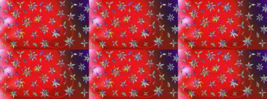 Raster illüstrasyonundaki çiçek desenli çizim. Kırmızı ve pembe renkte çiçekler.