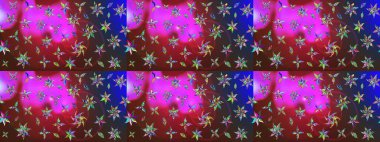 Eski usul. Kumaş, tekstil, duvar kağıdı baskısı için. Renkli desenli eskiz deseni, kırmızı ve kahverengi çiçekler ve dekoratif elementler. Eskiz geçmişi. Raster illüstrasyonu.