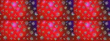 Raster illüstrasyonu. Kırmızı ve kahverengi renkte çiçekler. Çiçek desenli eskiz, vuruşlar, sıçramalar, yaz çiçekleri..