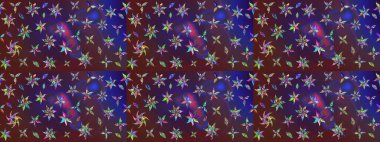 Raster illüstrasyonundaki çiçek desenli çizim. Renkli Bahar Teması eskiz kalıbı. Düz Çiçek Elementleri Tasarımı. Süslü kumaş deseni.