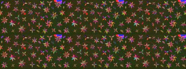 Yeşil ve gri renkli yapraklı yabani çiçekler. Eskiz arkaplan modeli. Suluboya, elle çizilmiş. Raster illüstrasyonu.