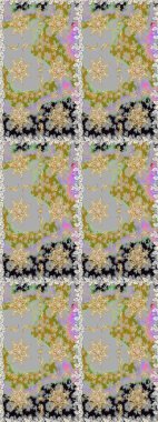 Raster altın desen. Altın elementli gri ve nötr renkler. Doğu tarzı arabesk. Raster illüstrasyonu. Kusursuz altın desenli bukleler..