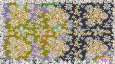 Süslü dekorasyon. Raster illüstrasyonu. Damask altın soyut çiçek gri ve nötr renklerde pürüzsüz desen.