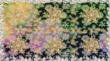 Kusursuz kraliyet lüksü, altın barok kumaş rengi. Altın antika ortaçağ dekoratifi, yapraklar ve gri ve nötr renklerde altın desenli süslemeleri olan pürüzsüz bir desen..