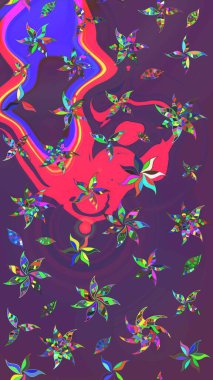 Raster illüstrasyonu. Moda arka planında parlak buketler. Eski usul küçük çiçekli şirin bir eskiz deseni. Kumaş, duvar kâğıdı ve kağıda yazdırmak için gelişen arkaplan.