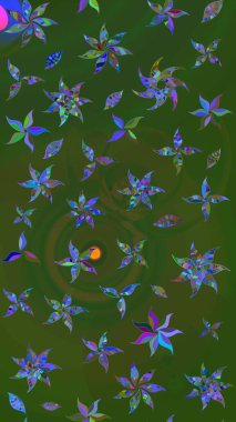 Tomurcukları papatya çiçekleri olan sevimli bir çiçek deseni. Eskiz geçmişi. Raster illüstrasyonu. Kumaş, tekstil, duvar kağıdı baskısı için. Eski usul. Miles Fleur, dandik süs.