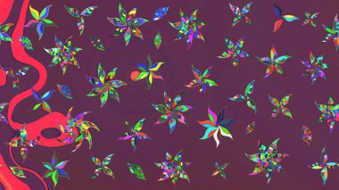 Şirin çiçek elementleri. Raster illüstrasyonu. Taslak desenli, modaya uygun kumaş deseni. Renkli Bahar Teması eskiz kalıbı. Düz Çiçek Elementleri Tasarımı.