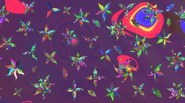 Raster illüstrasyonundaki çiçek desenli çizim. Suluboya tarzında mor ve mor renkte çiçekler.