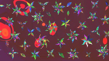 Raster çiçek izi. Klasik taslak çizimi. Çiçek kahverengi ve yeşil çizim deseni.