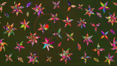 Düz Çiçek Elementleri Tasarımı. Raster illüstrasyonu. Çiçek deseni. Renkli Bahar Teması eskiz kalıbı. Chichi kumaş deseni çiz.