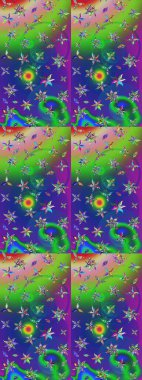 Motley illüstrasyonu. Çiçekli bahar çiçekleri. Küçük çiçekte güzel bir desen. Moda baskıları için zarif bir şablon. Küçük renkli çiçekler..