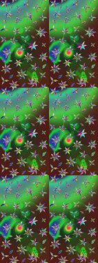 Üst manzara, yumuşak stil. Sevgililer günü ve tebrik kartı konsepti için şık bir davetiye. Yeşil ve kahverengi renkte manzaralı çiçek deseni. Çiçek kompozisyonu, el boyası, hassas şablon..