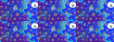 Suluboya çizimi. Mavi ve mor renkli çiçekler. El çizimi. Çiçekli çizim deseni.