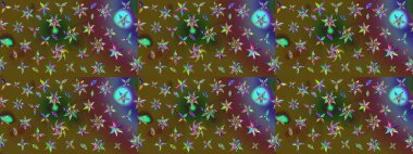 Çizim kalıbı. Ultraviyole kumaş deseni. Raster illüstrasyonu. Organik motif arkaplanı.