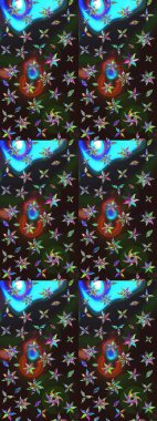 Çiçek tasarımı için inanılmaz bir kolaj cenneti tarzı. Parlak çiçekli kolaj çiçekleri gri ve mavi. Çiçekli zambaklar eskiz arka planı.