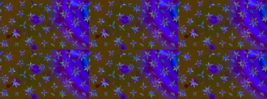 Kahverengi ve mor üzerine çiçekler. Eskiz arkaplan modeli. Suluboya, elle çizilmiş. Raster stoku.