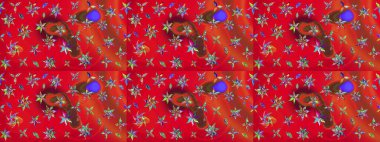 Çiçek kırmızısı ve turuncu çizim deseni. Raster çiçek izi. Klasik taslak çizimi. Raster Yumuşak kumaş deseni.